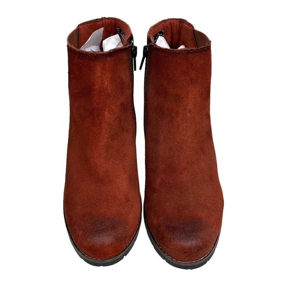 Clarks Camelia Chelsea Boots Suede‎ Block Heel Side Zip Rust Women Size 11M - Picture 4 of 10